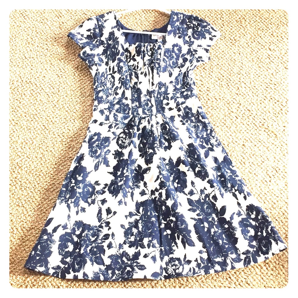 Navy and White floral summer dress